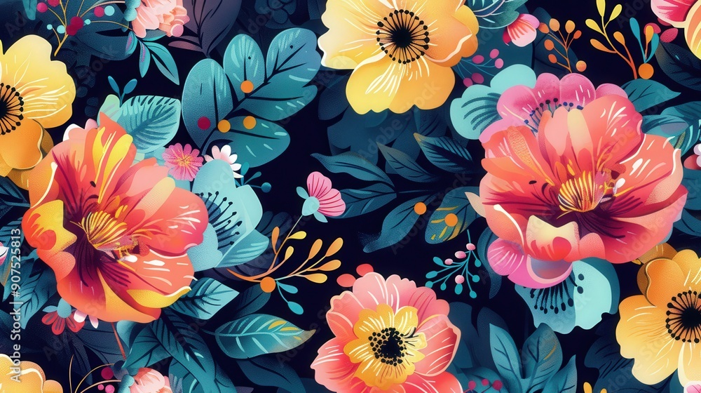 Poster add a touch of whimsy with floral vectors that feature playful patterns and vibrant colors.
