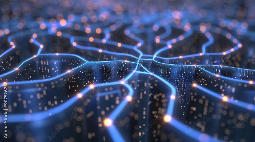 Poster ai and machine learning concept, with neural network patterns
