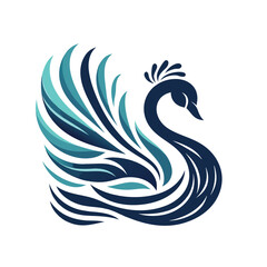 Elegant Swan - Flowing lines, royal color palette vector logo illustration or silhouetteAdobe Illustrator Artwork