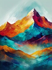 Obraz premium abstract digital glass painting mountain theme for bac background