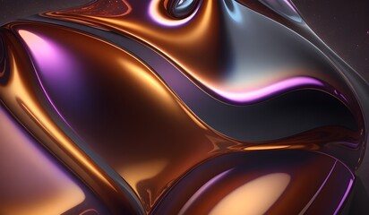 Obraz premium Holographic background with dark brown purple. Iridescent holographic foil, metallic texture, ultraviolet wavy wallpaper, fluid ripples, liquid metal surface, esoteric aura spectrum.