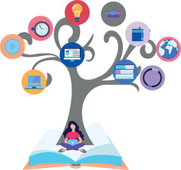 The girl is studying. © Flaticons