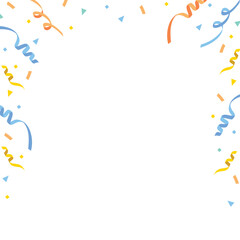 紙吹雪と紙テープのシンプルな白背景　正方形