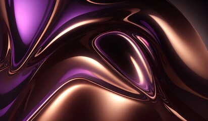 Obraz premium Holographic background with dark brown purple. Iridescent holographic foil, metallic texture, ultraviolet wavy wallpaper, fluid ripples, liquid metal surface, esoteric aura spectrum.