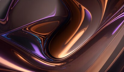 Obraz premium Holographic background with dark brown purple. Iridescent holographic foil, metallic texture, ultraviolet wavy wallpaper, fluid ripples, liquid metal surface, esoteric aura spectrum.