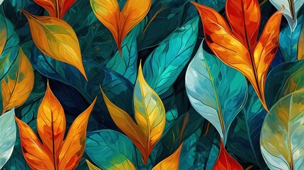 Fototapeta premium abstract digital glass painting leaf theme for backgro background