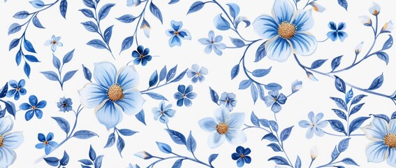 Seamless, outstanding with floral patterns in watercolor style.