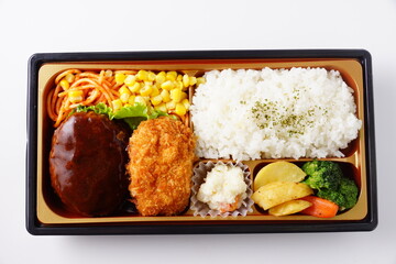 ハンバーグとカニクリームコロッケ弁当