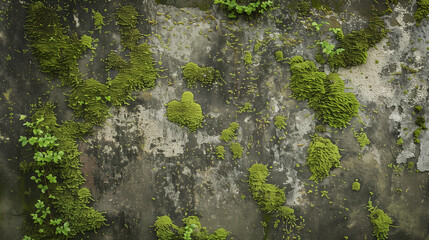 The evergreen wall, covered with moss, shows signs of the passage of time.