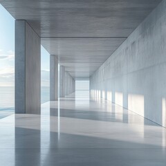 Fototapeta premium 3d render of empty concrete room, Generative AI