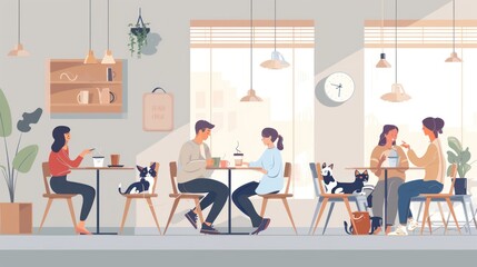 Friends enjoying coffee and conversation at a cafe.