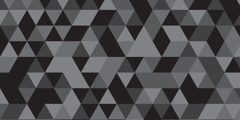 Fototapeta premium Abstract geometric black and gray background seamless mosaic and low polygon triangle texture wallpaper. Triangle shape retro wall grid pattern geometric ornament tile vector square element.