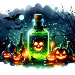 Watercolor Halloween Potions Clipart, Potion Graphics, Potion Bottle PNG, Witch Potion Bottles, Magic Potion, Mystic Clipart, halloween clipart