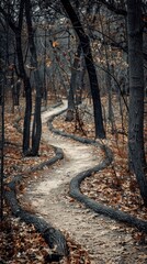 Fototapeta premium Winding Path Through a Burnt Forest.