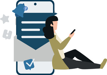 Girl receiving email notification.