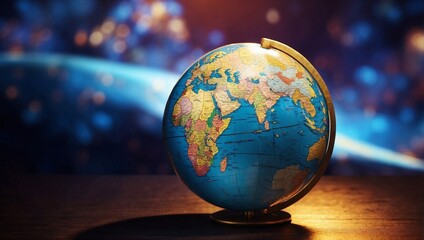 Old globe on vintage map background