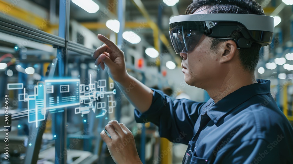 Poster explore the integration of voice recognition technology in factory operations, enabling hands-free c