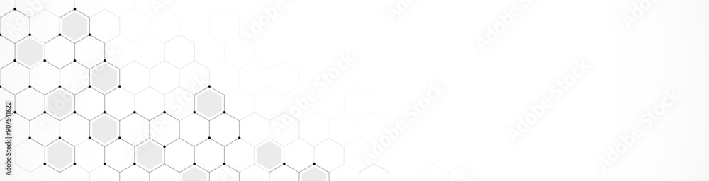 Poster Vector illustration of hexagons pattern. Geometric abstract background with simple hexagonal elements. Creative idea for medical, technology or science design