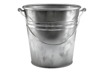 Metal bucket isolated on transparent background.