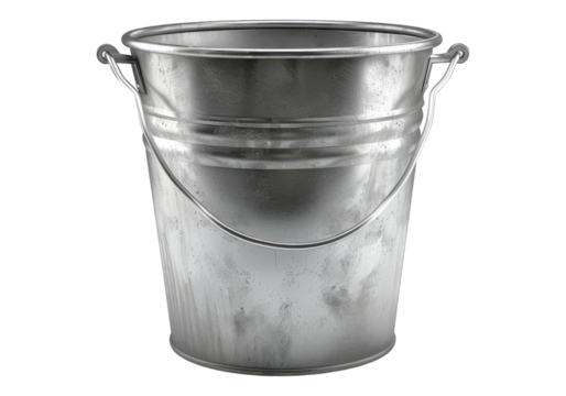 Metal bucket isolated on transparent background.