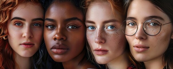 Six women are shown with thoughtful expressions. They are placed, Generative AI