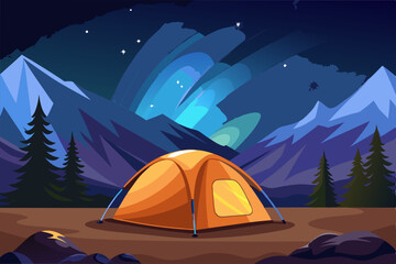 Summer camping vector at night design