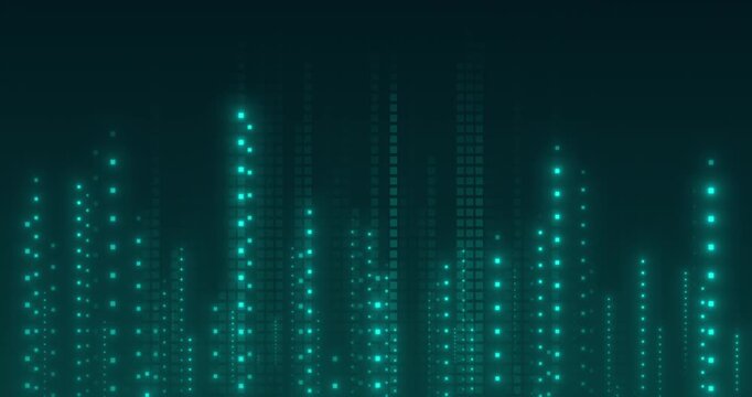 4k dark green blue abstract business background. Technology animated BG with glowing dots. Cryptocurrency seamless looped trade illustration. Black geometrical HUD banner. Hi-tech cover 3d animation