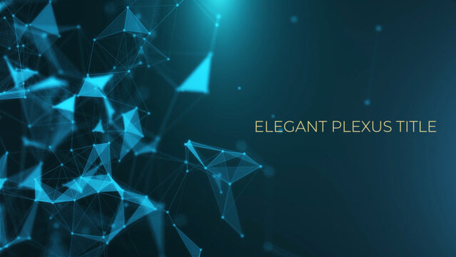 Elegant modern animation of titles on a blue background of plexus