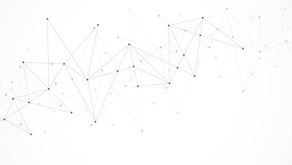 Vector illustration of minimalistic design with connecting the dots and lines. Abstract geometric background of science and technology concept