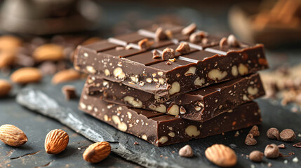 Chocolate nougat with almonds spanish turron 