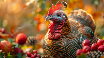 Christmas or Thanksgiving sitting turkey closeup