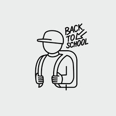 School Pupil With Backpack Vector Line Icon
