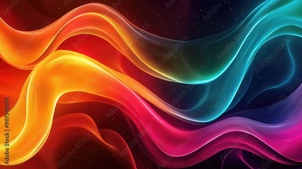Poster abstract background with dynamic wavy lines and bold color transitions