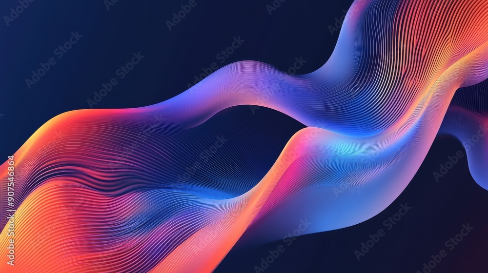 Poster abstract background with dynamic wavy lines and bold color transitions, ideal for tech themes