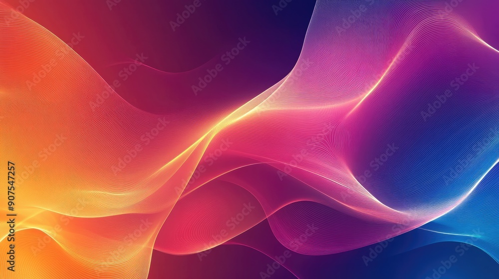 Poster abstract background with dynamic wavy lines and bold color transitions