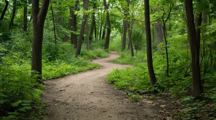Obraz premium Winding Path Through Lush Forest.