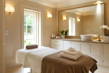 An elegant spa retreat offers restorative therapies in a setting of comfort and refinement. 