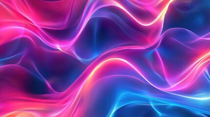 Obraz premium Abstract background with fluid wavy lines in vibrant neon colors, creating an energetic feel