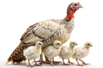 Fototapeta premium Turkey Hen and Chicks.