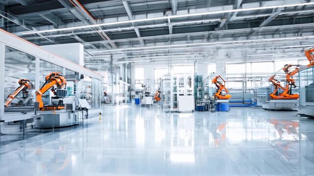 Robots in the smart factory It represents a factory that uses automation technology. Efficient and safe production Introduction of new technology in the manufacturing sector