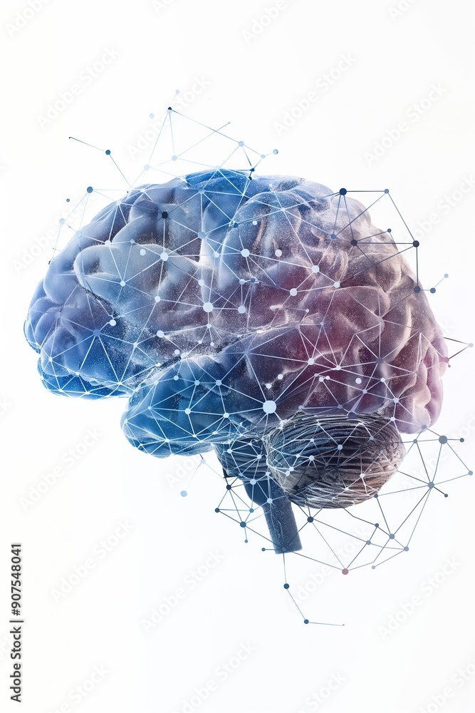 Poster human brain generating connections showing artificial intelligence concept