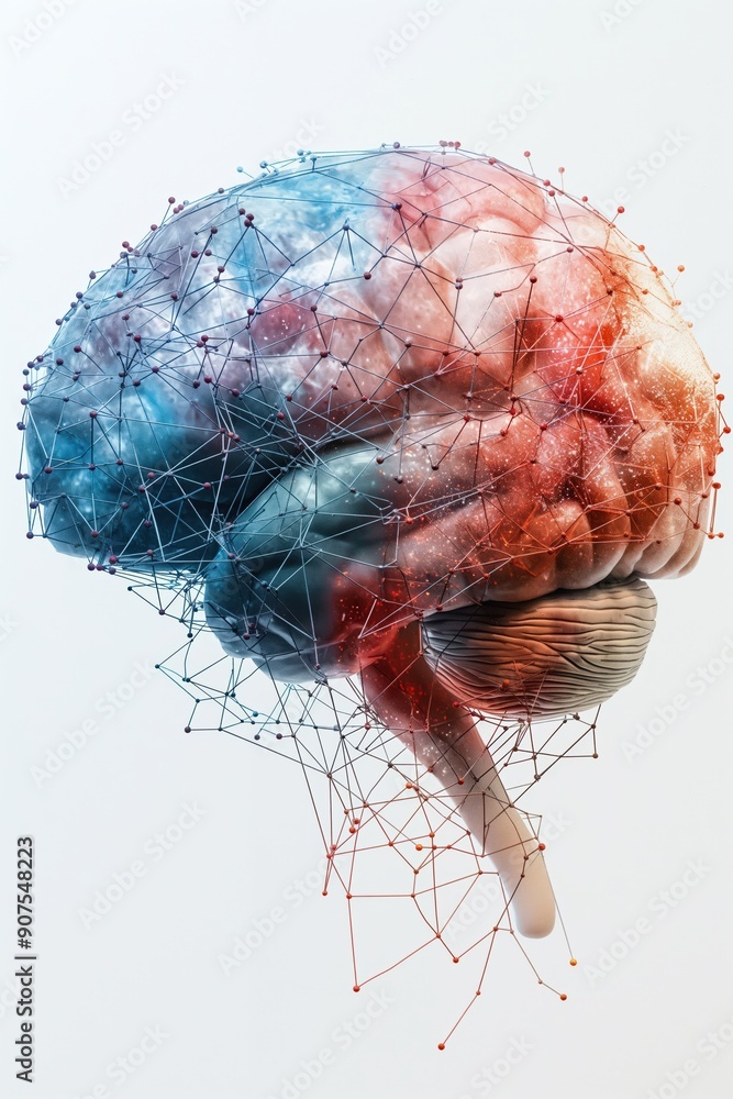 Aufkleber human brain connected with digital network showing artificial intelligence