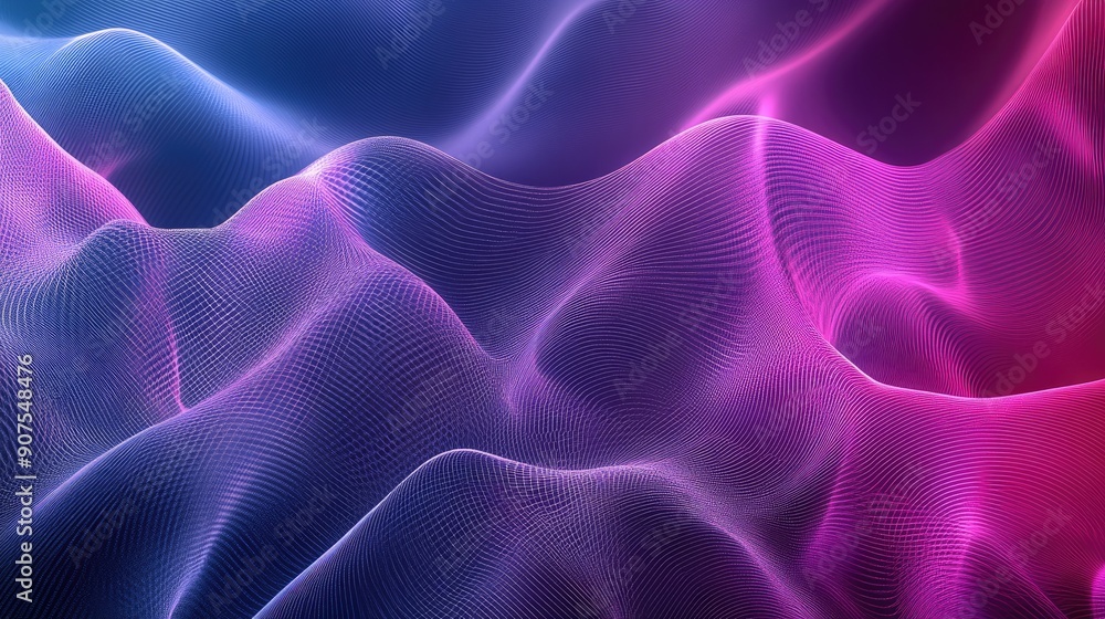 Poster abstract background with wavy lines and gradient mesh, creating a fluid and organic look
