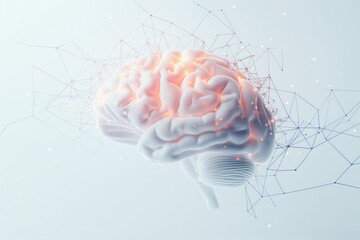 Human brain connected to artificial intelligence network showing concept of consciousness