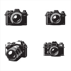 silhouette of clean vector Camera isolated on white background