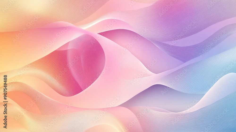 Aufkleber abstract vector background with soft, flowing wavy lines and pastel gradient colors