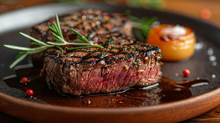 Roasted beef steak with port 