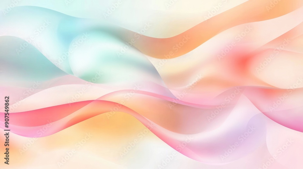 Aufkleber abstract vector background with soft, flowing wavy lines and pastel gradient colors