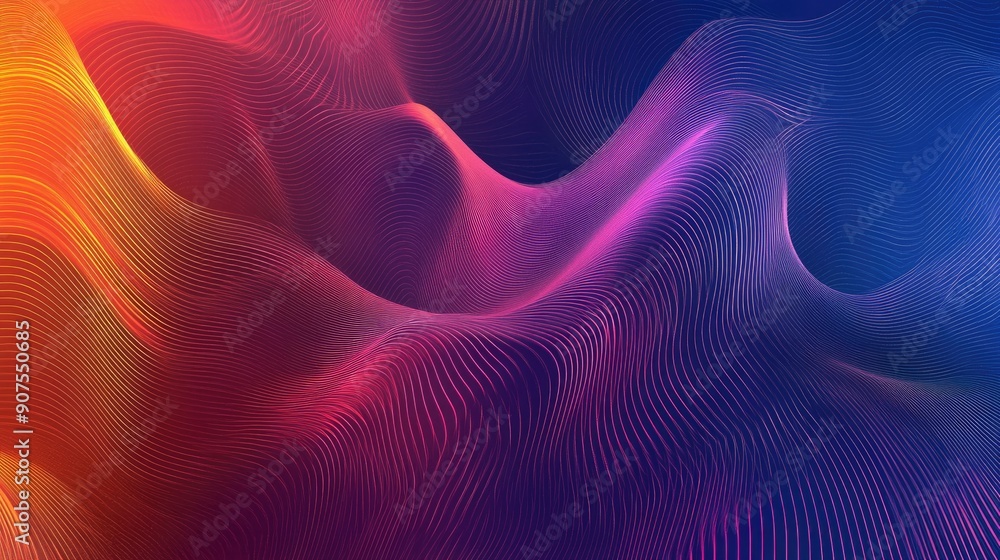 Poster abstract vector background with wavy lines and vibrant gradient colors, creating a dynamic feel