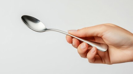 A Hand Holding a Silver Spoon